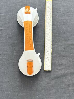Drive Medical 12” Suction Cup Grab Bar White Orange Bathroom Safety Handle
